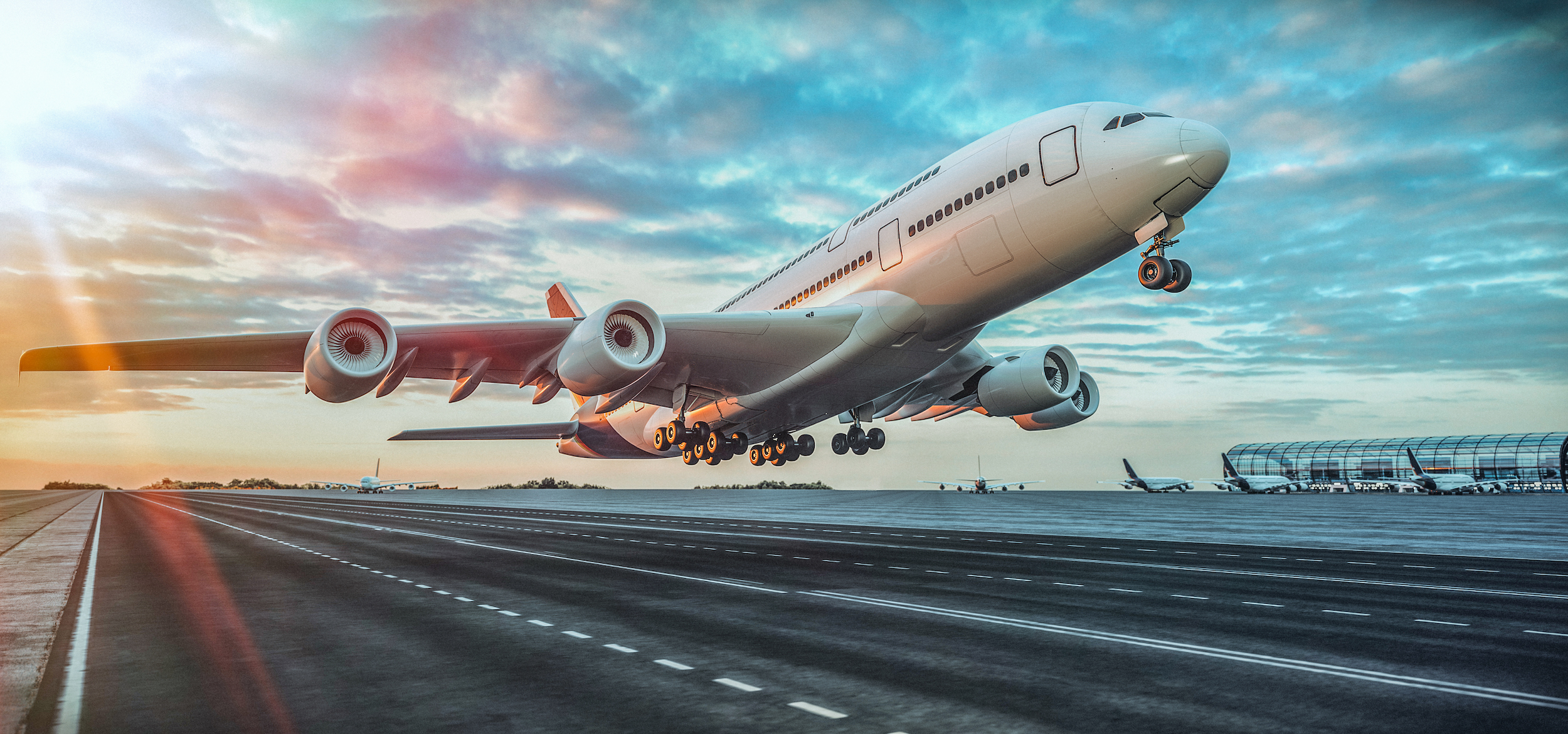 Air freight aircraft taking off