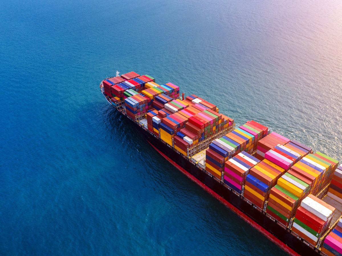 Container ship at sea